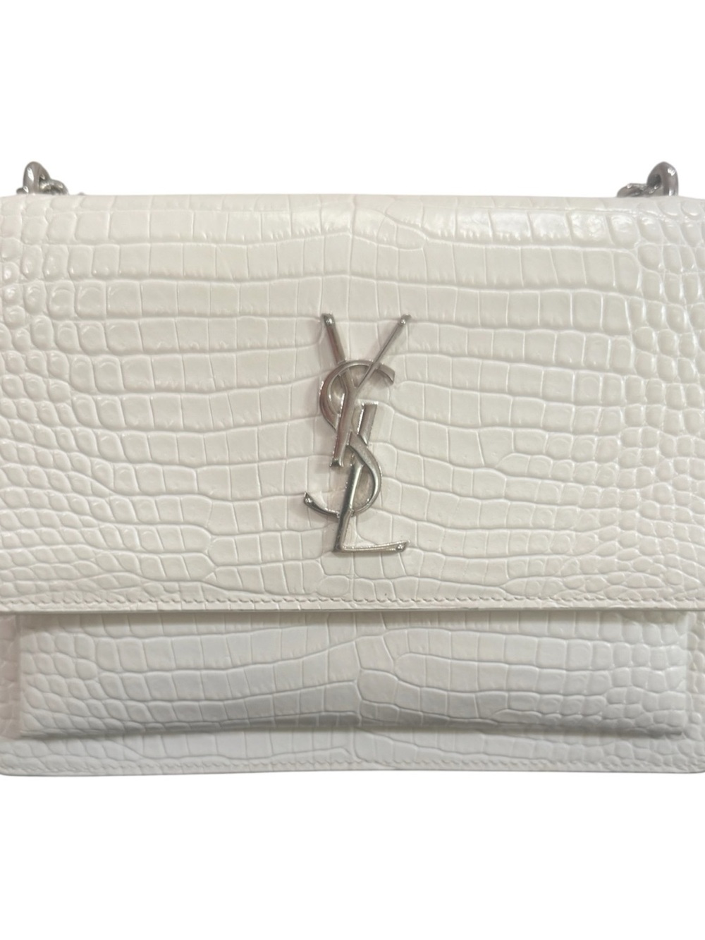 YSL Sunset Medium Croc Embossed